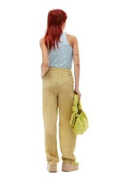 Best Sale GANNI Shiny Tech Pants Leek Green