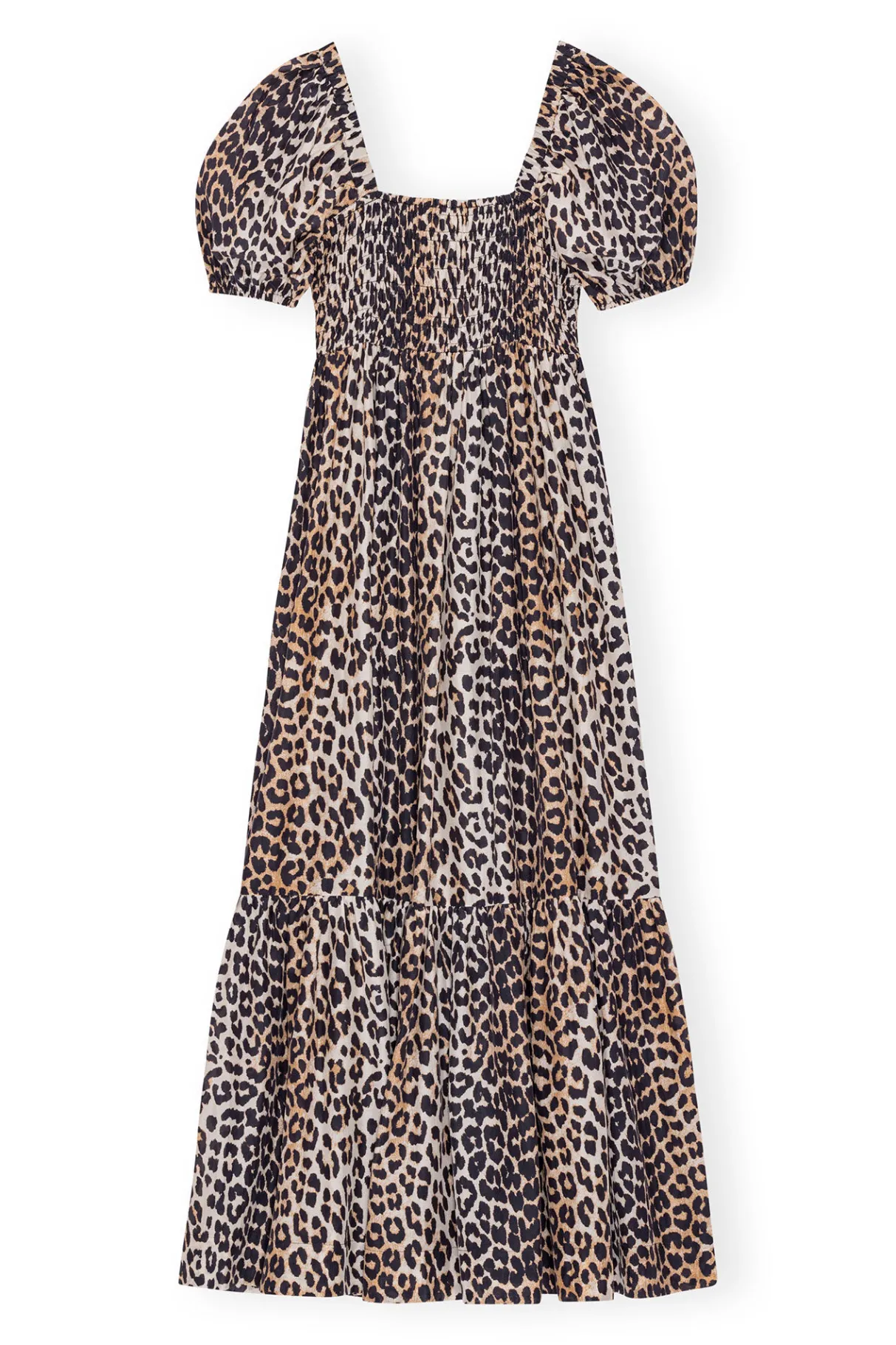 Cheap GANNI Silk Smock Maxi Dress Leopard