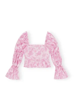 Cheap GANNI Silk Stretch Satin Blouse Bonbon