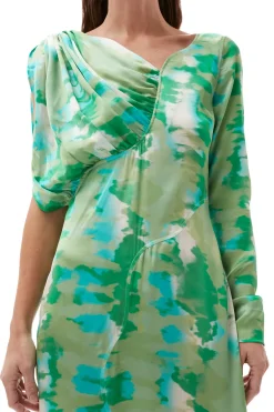 Online GANNI Silk Stretch Satin Maxi Dress Lily Green