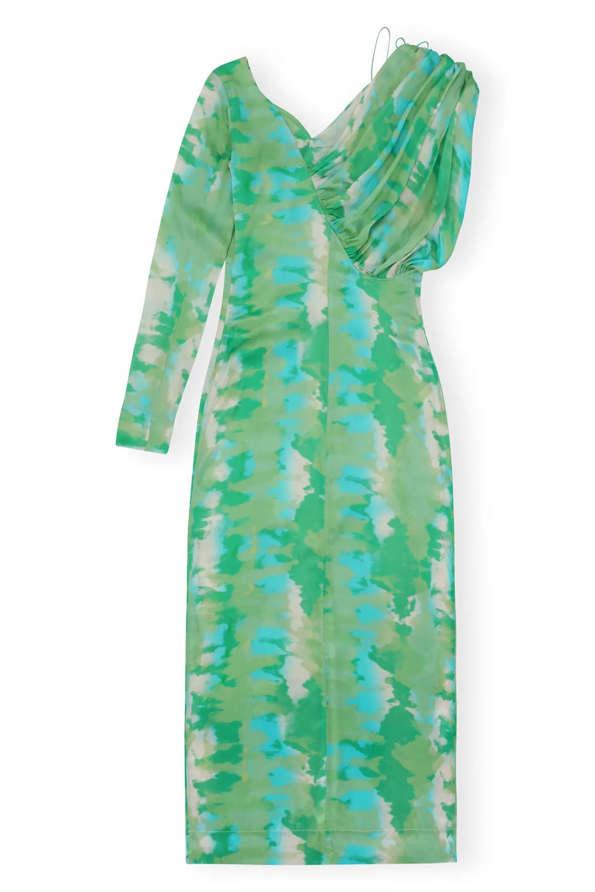 Online GANNI Silk Stretch Satin Maxi Dress Lily Green