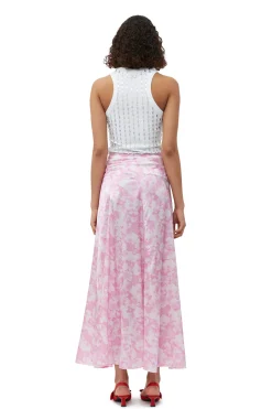 Flash Sale GANNI Silk Stretch Satin Maxi Skirt Bonbon