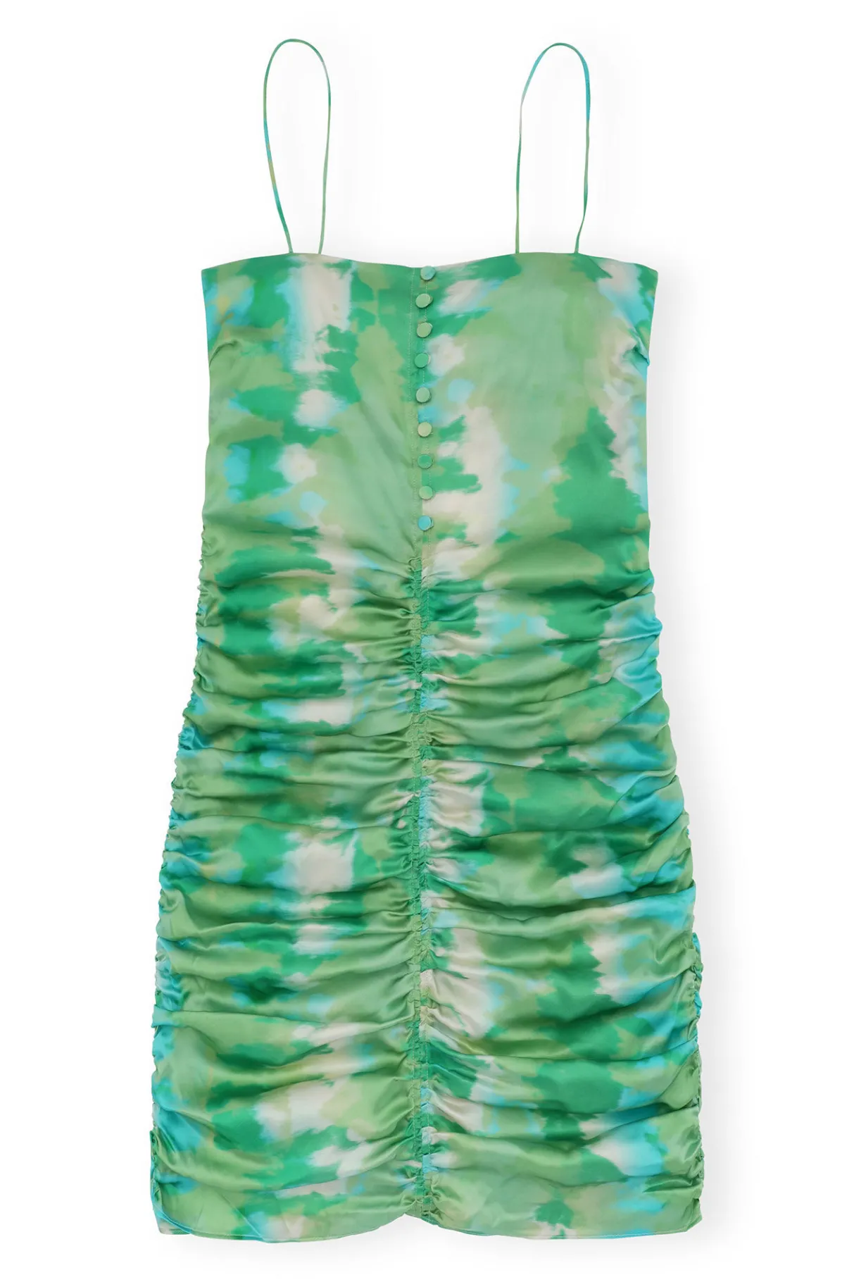 Flash Sale GANNI Silk Stretch Satin Mini Dress Lily Green