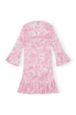Hot GANNI Silk Stretch Satin Mini Dress Bonbon