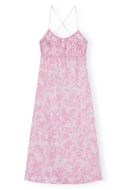 Discount GANNI Silk Stretch Satin Slip Dress Bonbon