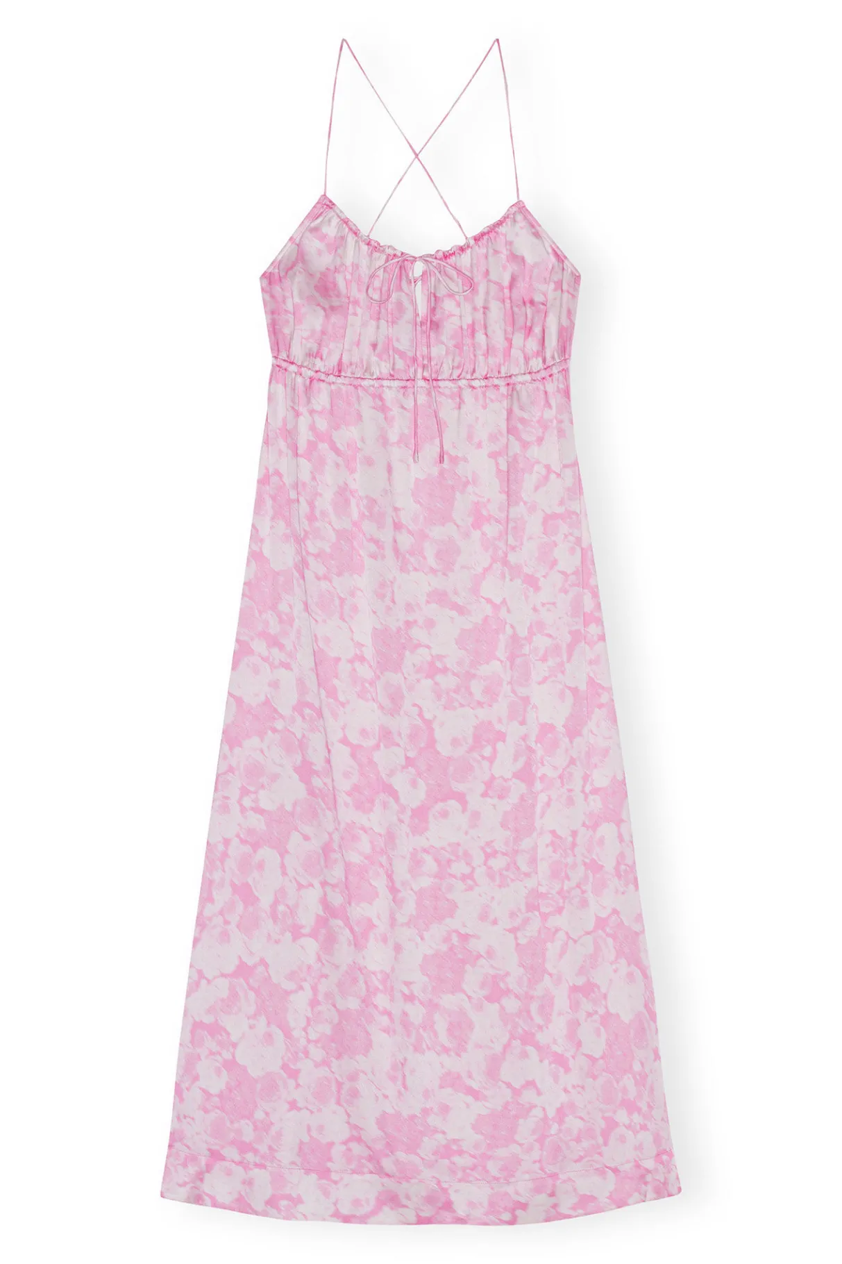 Discount GANNI Silk Stretch Satin Slip Dress Bonbon