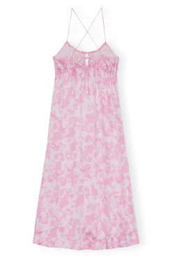 Discount GANNI Silk Stretch Satin Slip Dress Bonbon