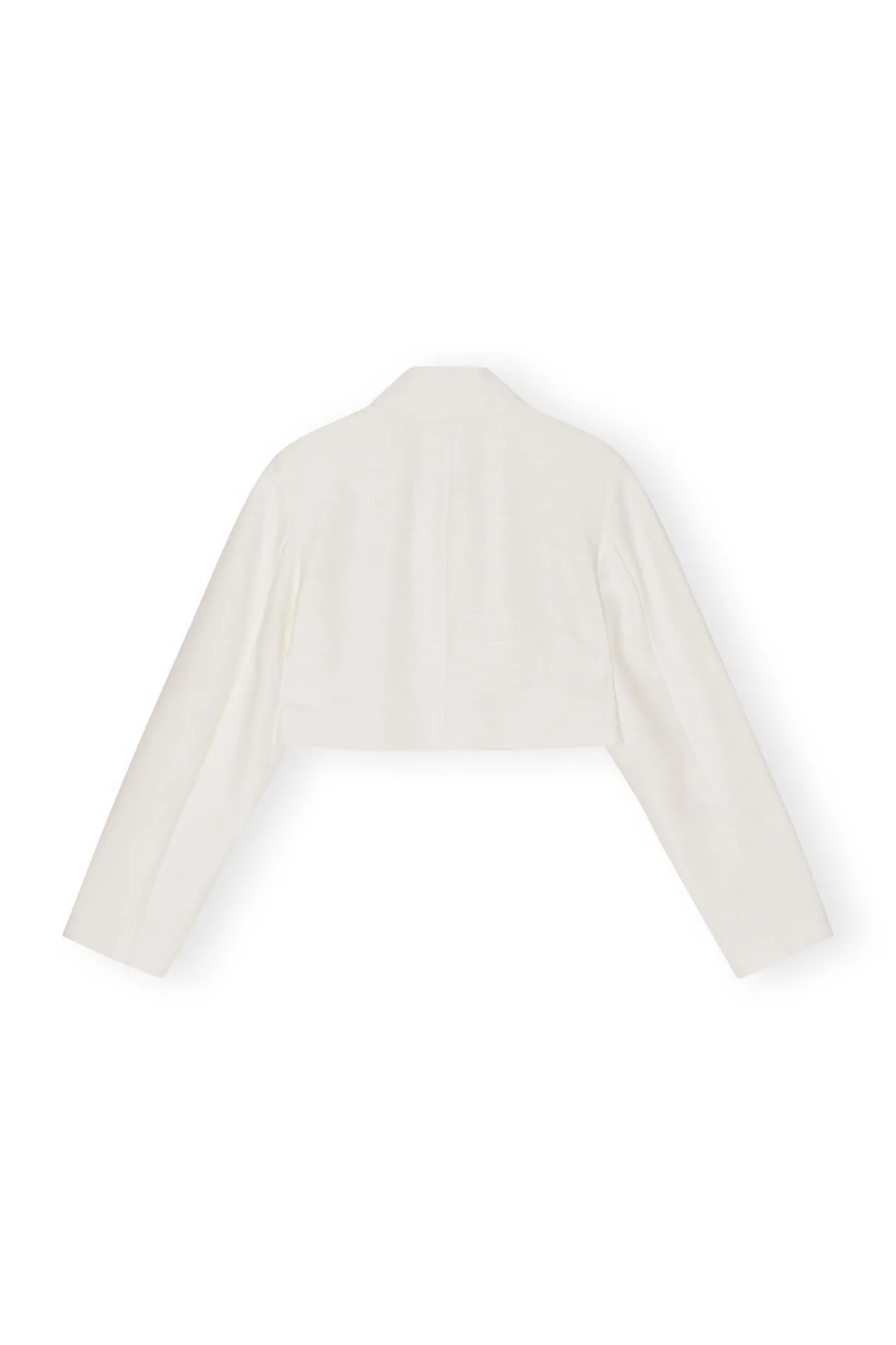Fashion GANNI Slub Linen Cropped Blazer Egret