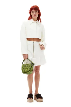 Cheap GANNI Slub Linen Mini Skirt Egret