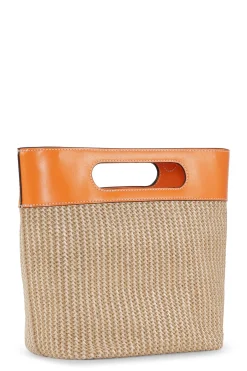 Hot GANNI Small Raffia Kraft Tote Bag Vibrant Orange