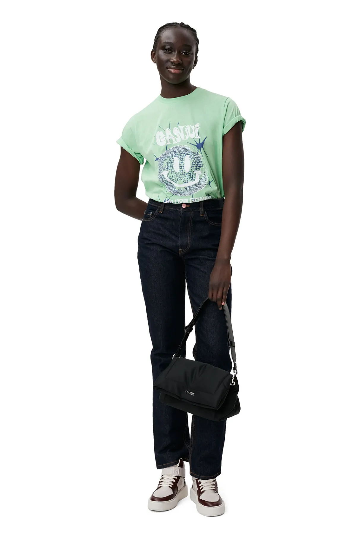 Clearance GANNI Smiley Relaxed T-Shirt Peapod