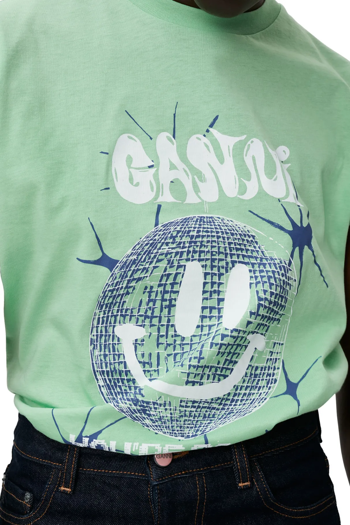 Clearance GANNI Smiley Relaxed T-Shirt Peapod