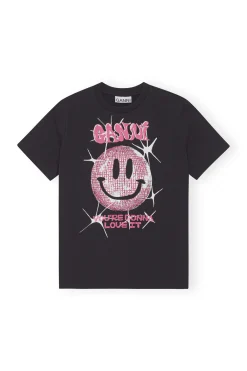 Store GANNI Smiley Relaxed T-Shirt Phantom