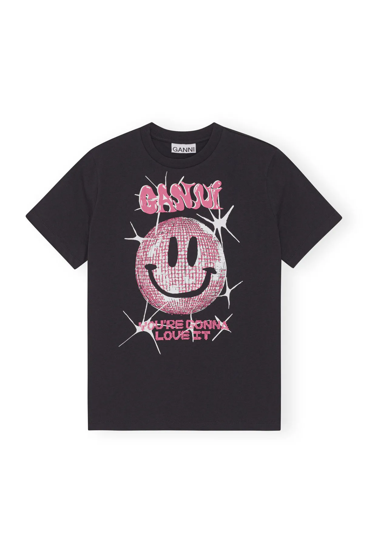 Store GANNI Smiley Relaxed T-Shirt Phantom