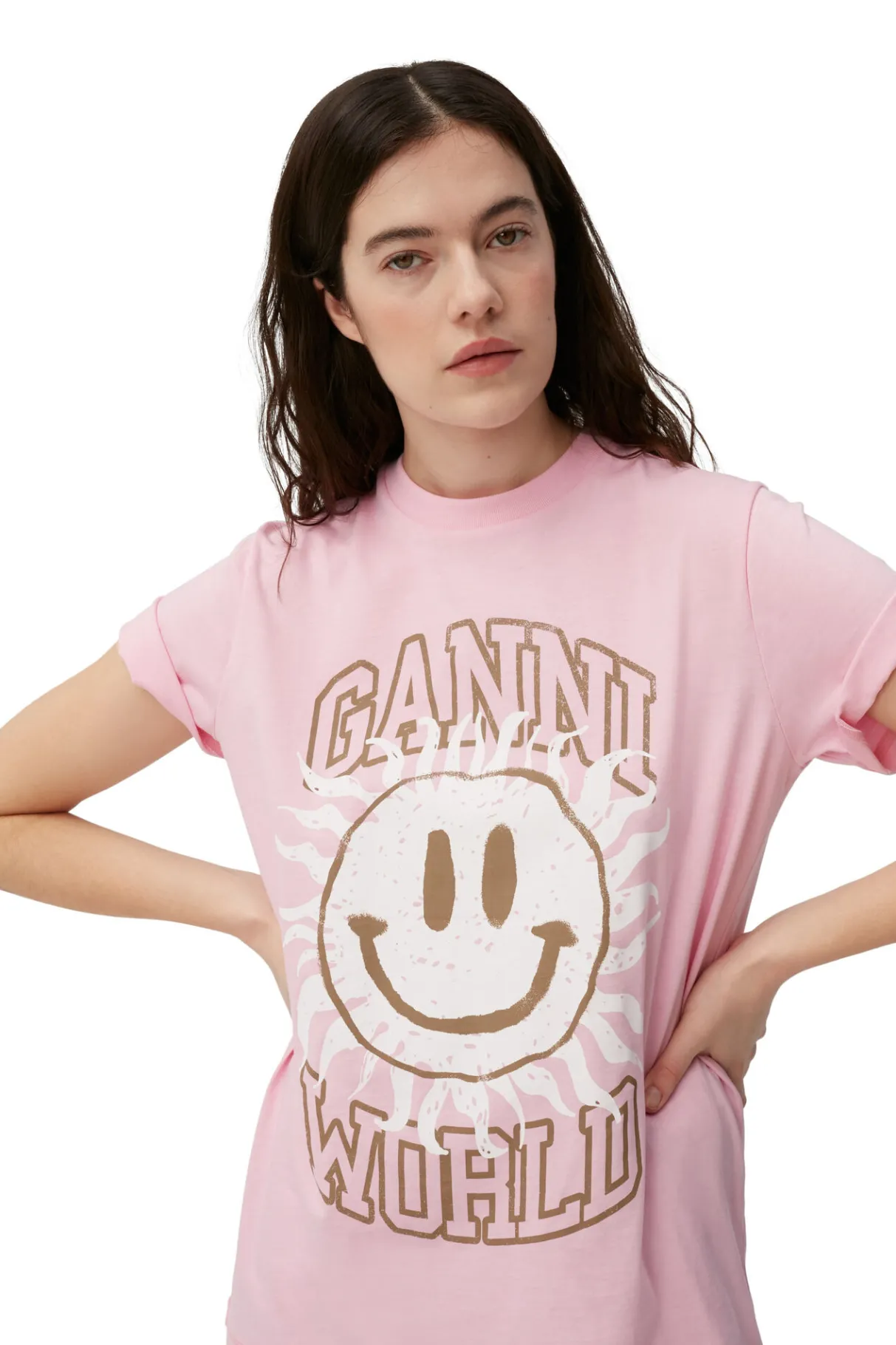 Hot GANNI Smiley T-Shirt Lilac Sachet