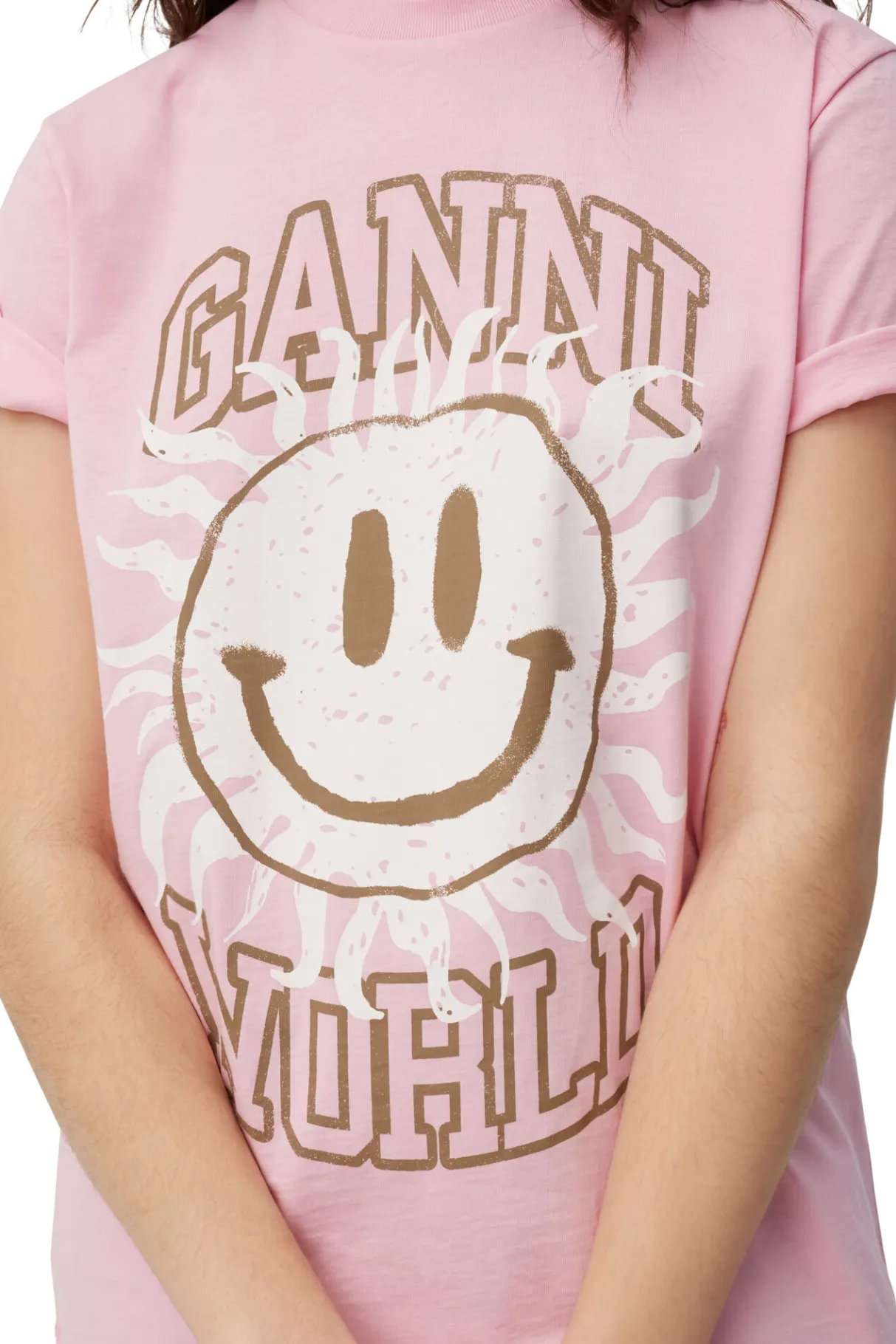 Hot GANNI Smiley T-Shirt Lilac Sachet