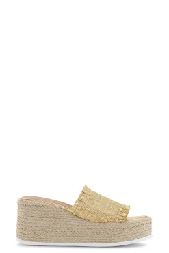 Cheap GANNI Smock Espadrille Wedge Sandals Gold