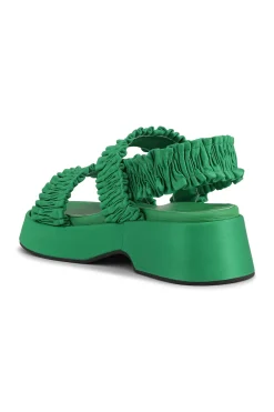 New GANNI Smock Flatform Sandals Kelly Green