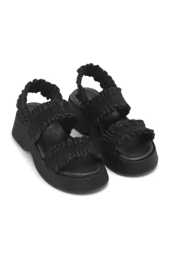 New GANNI Smock Flatform Sandals Black