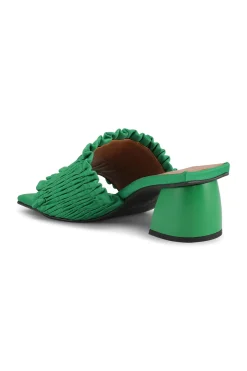 Online GANNI Smock Kitten Heel Mules Kelly Green