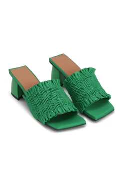 Online GANNI Smock Kitten Heel Mules Kelly Green