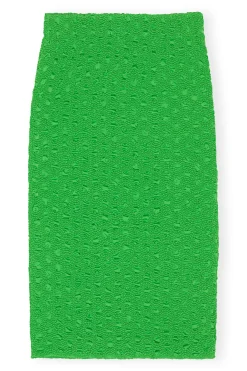Flash Sale GANNI Smocked Satin Skirt Classic Green
