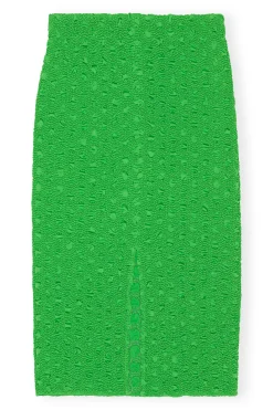 Flash Sale GANNI Smocked Satin Skirt Classic Green