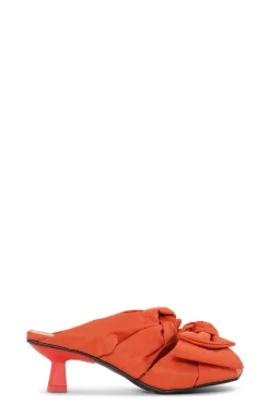 New GANNI Soft Bow Kitten Heel Sandals Orangeade