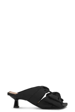 New GANNI Soft Bow Kitten Heel Sandals Black