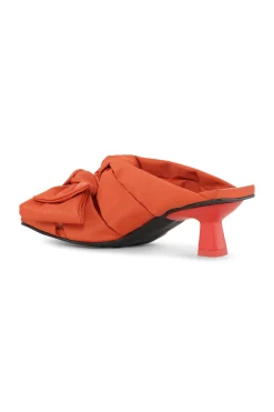 New GANNI Soft Bow Kitten Heel Sandals Orangeade