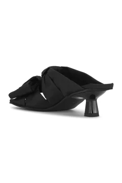New GANNI Soft Bow Kitten Heel Sandals Black