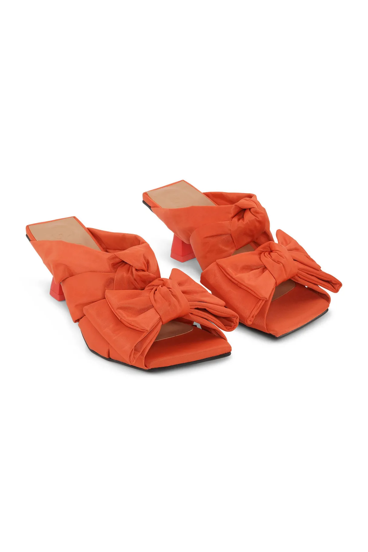 New GANNI Soft Bow Kitten Heel Sandals Orangeade