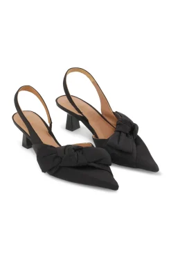 Store GANNI Soft Bow Slingback Pumps Black