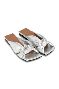 Flash Sale GANNI Soft Knot Flat Mules Silver