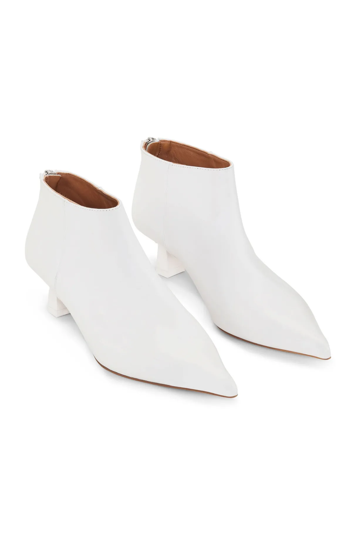 Shop GANNI Soft Pointy Crop Boots Egret