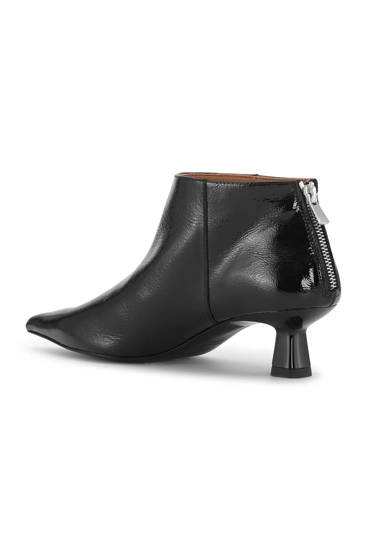Shop GANNI Soft Pointy Crop Boots Naplack Black