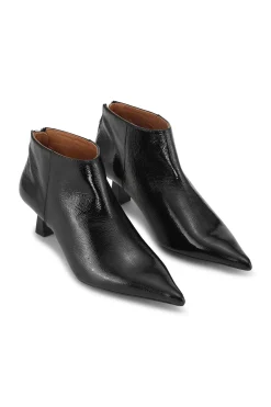 Shop GANNI Soft Pointy Crop Boots Naplack Black