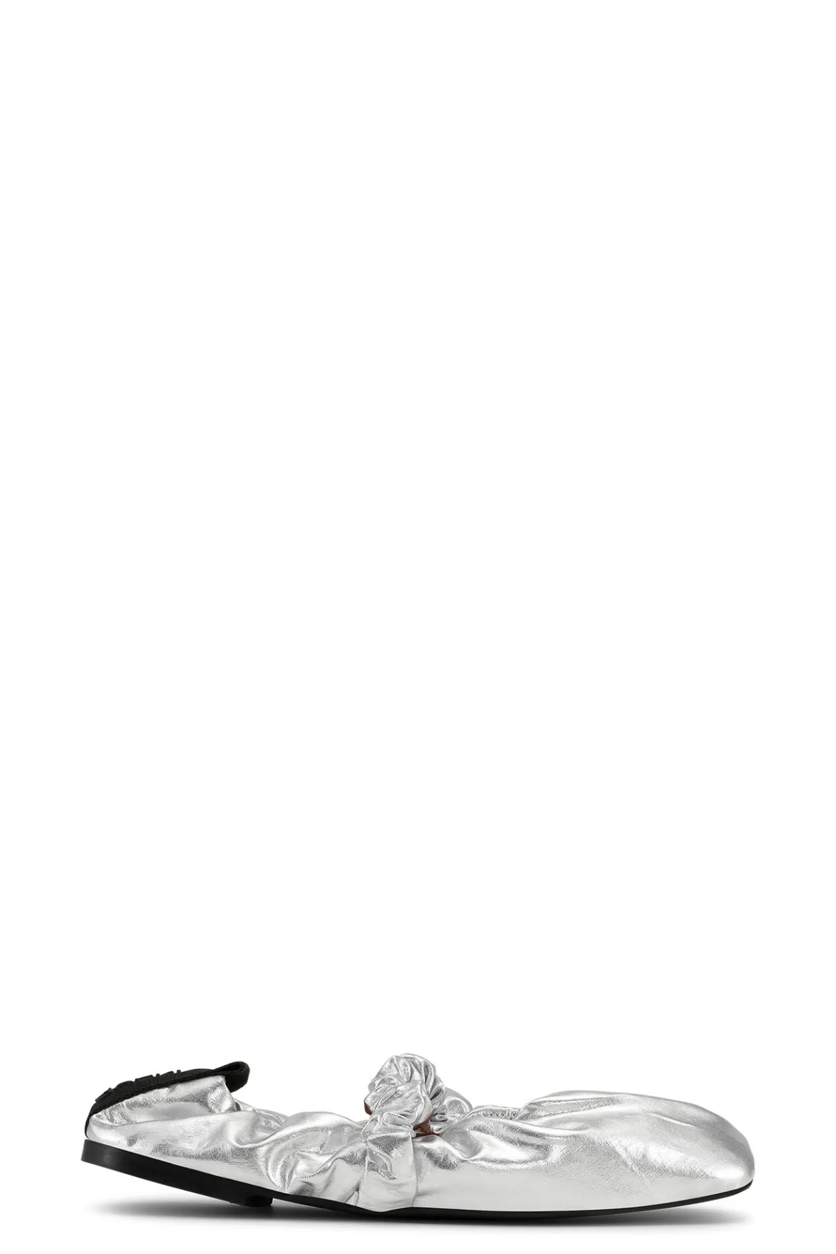Fashion GANNI Soft Square Toe Scrunchie Ballerinas Silver