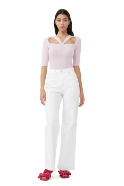 Outlet GANNI Soft Wool Cut Out Top Pink Tulle