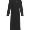 Discount GANNI Software Light Stretch Jersey Fitted Long Sleeve Midi Dress Black