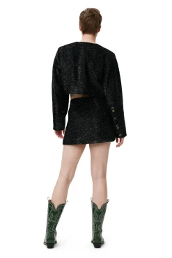 Discount GANNI Sparkle Cropped Blazer Black