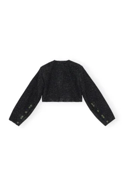 Discount GANNI Sparkle Cropped Blazer Black