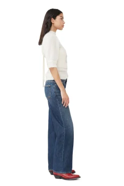 Outlet GANNI Sparkle Denim Top Vanilla Ice