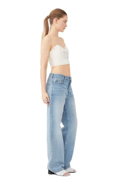 Outlet GANNI Sparkle Denim Top Vanilla Ice