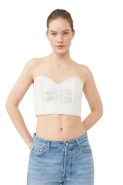 Outlet GANNI Sparkle Denim Top Vanilla Ice