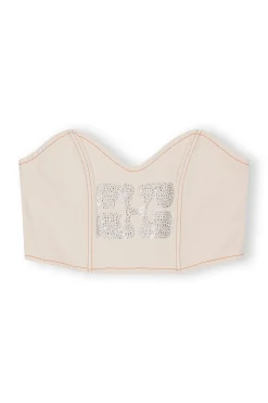 Outlet GANNI Sparkle Denim Top Vanilla Ice