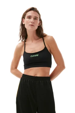 Cheap GANNI Sporty Jersey Loose Pants Black