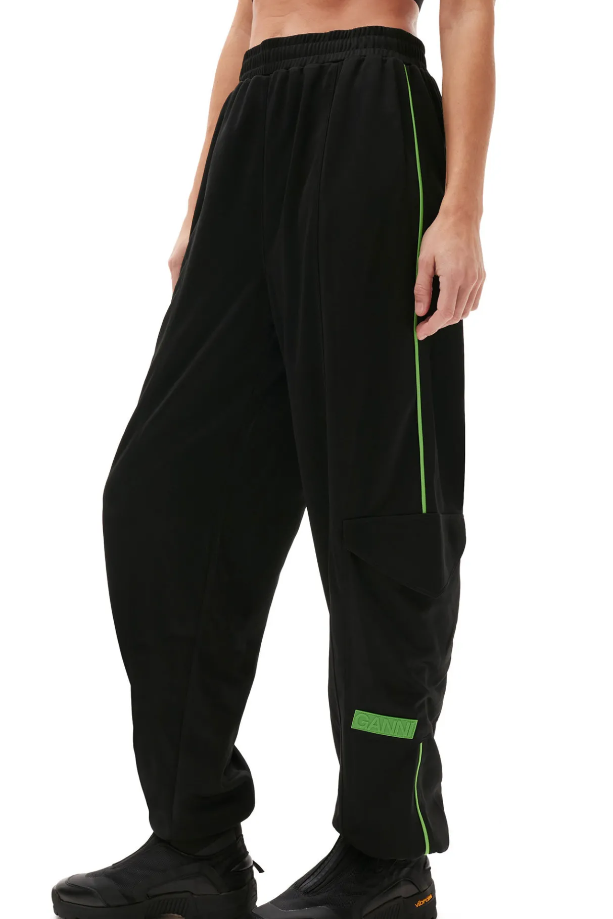 Cheap GANNI Sporty Jersey Loose Pants Black