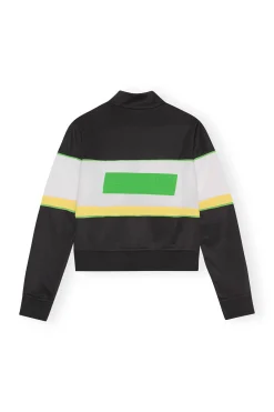 New GANNI Sporty Jersey Tracksuit Jacket Black