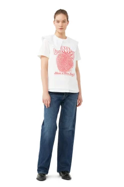 Hot GANNI Strawberry Relaxed T-Shirt Egret
